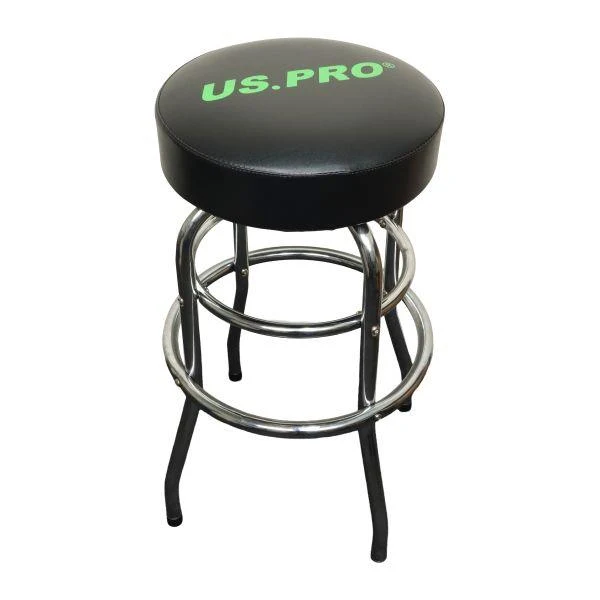 US PRO Tools Swivel Bar Stool Chrome Steel Black Vinyl Seat 760mm 5067
